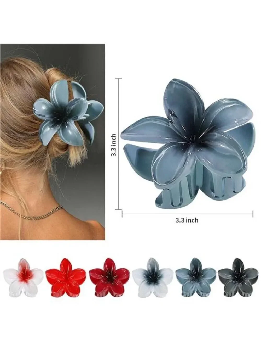 Flower Hair Clips 6 PCS Large Claw Clips for Thick Thin Hair Summer Vacation Gir